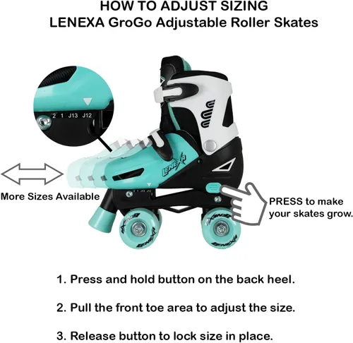 Vista 4 de Lenexa Go GRO - Paquete de patines cuádruples ajustables, patines para niños y niñas