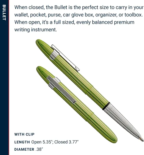 Vista 6 de Fisher Space Pen Aurora Borealis Lime - Bolígrafo a presión Gift Box, Compact Size, Writes Upside Down and in Extreme Temperatures, Black Ink