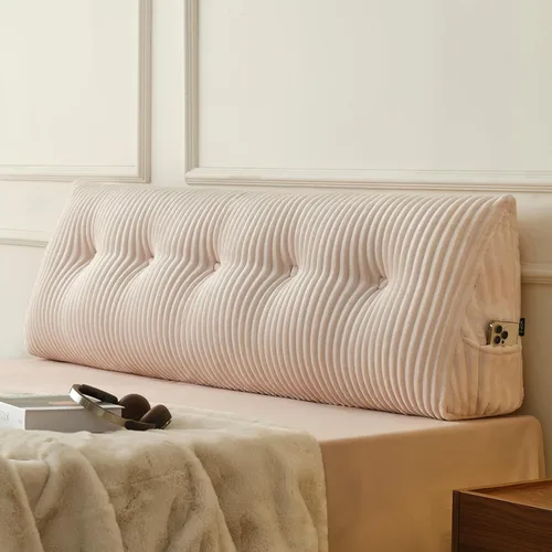 Vista 28 de Z-hom - Almohada grande para cabecero con un solo rollo, almohada de cuña para sentarse en la cama, cojín triangular de apoyo de respaldo para leer