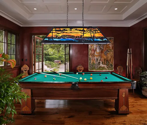 Vista 8 de TOCHIC Lámpara de mesa de billar vintage de 48 pulgadas, lámpara de araña de comedor de granja de 6 luces, lámpara de billar con estilo Tiffany