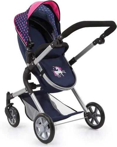 Vista 4 de Bayer Cochecito de muñeca Neo City, 2 en 1 plegable Jogger en azul y rosa