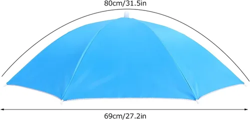 Vista 2 de Zerodis Paraguas, sombrero de paraguas para adultos, sombrero plegable para el sol, diadema para día lluvioso y soleado, para pesca al aire libre