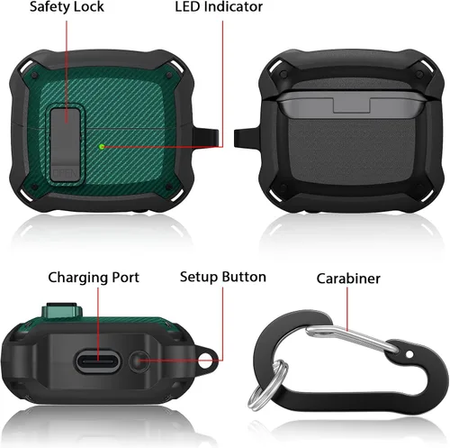 Vista 4 de KOREDA Compatible con Samsung Galaxy Buds 3 Pro y Galaxy Buds 3 (2024) y Galaxy Buds 3 FE (2025) Funda con kit de limpieza, TPU militar a prueba