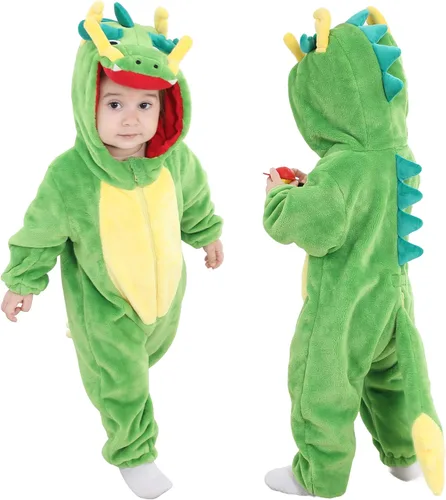 Vista 13 de TONWHAR - Disfraz unisex de animal para bebé y niño pequeño, con capucha, mameluco para invierno, conjunto de disfraz Azul (blue koala)
