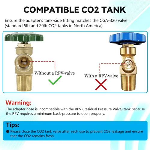 Vista 8 de Adaptador directo de cilindro de CO2 para tanque de CO2 con manguera de alta presión de 60 pulgadas, conector de fabricante de soda de agua
