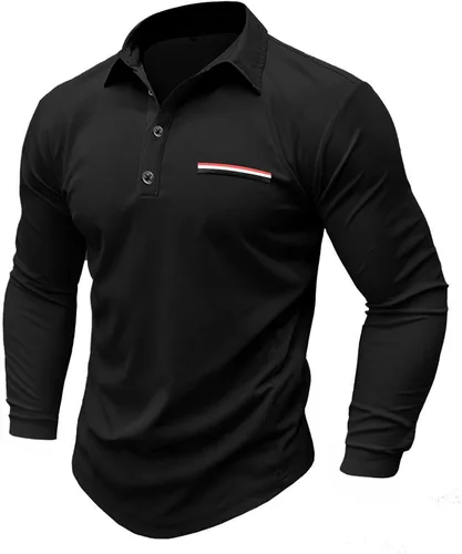 Vista 3 de Lexiart Camisas polo de manga larga para hombre, atléticas, de secado rápido, camisas de golf casuales para entrenamiento, ajustadas, camisa básica