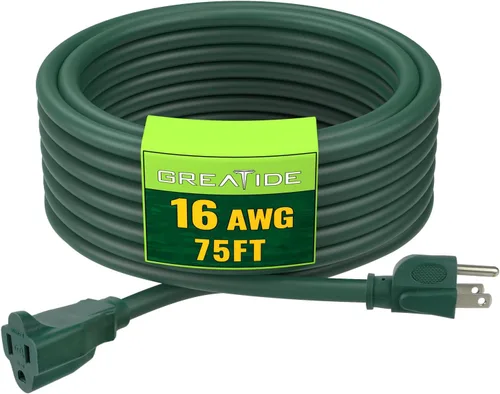 Vista 13 de Cable de Extensión de 6 Pies, Cables Eléctricos Impermeables para Exteriores 16/3 SJTW Negros, Cable de Energía de 13 AMP con 3 Clavos Ideal