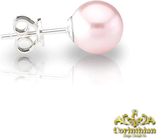 Vista 7 de Genuine Fine European Crystal 8mm Round Simulated Pearl S925 Solid Sterling Silver Stud Earrings For Women