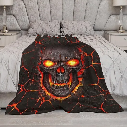 Vista 6 de Manta de Calavera Regalos Horribles para Niños y Niñas Mantas de Tiro de Fantasma Manta Suave Manta Cálida de Vellón Franela Mantas de Felpa