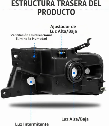 Vista 5 de para faros delanteros halógenos Ford F150 2004-2008 con Carcasa A-Negro Reflector ámbar Lente Transparente