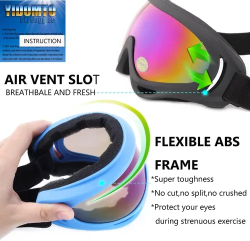 Vista 3 de Gafas de esquí, paquete de 3 gafas de nieve para hombres, mujeres, niños y jóvenes, protección UV400 para esquí y snowboard