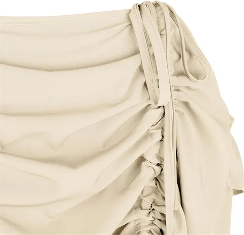 Vista 4 de Zhitunemi Falda de pirata renacentista: falda steampunk vestidos de corsé de talla grande - Ferias renacentistas y festivales medievales Beige