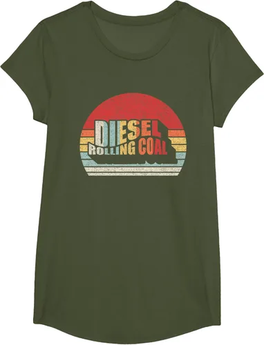 Vista 47 de Camiseta de camión diésel con motor diésel retro y divertido de carbón, Negro