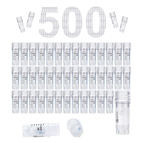 Vista 44 de Cryoviales de 0.0 fl oz, 25Pcs Cryotubes con código de barras lateral, frascos de esterilización con rosca externa, tubos de muestra con tapas Azul