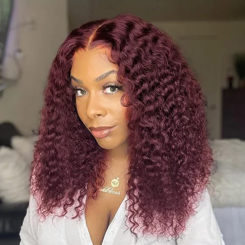 Vista 10 de Pelucas Rizadas de Cabello Humano 13x4 HD Pelucas de Encaje Frontal de Ondas Profundas Cabello Humano Pre Desplumadas 12 Pulgadas Peluca Bob Cabello
