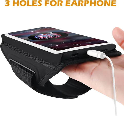 Vista 7 de Brazalete de teléfono para correr con diseño 3D para teléfono celular con bolsillo con cremallera para auriculares, llaves de automóvil, resistente