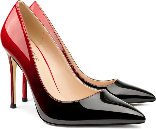 Vista 17 de COLETER Zapatos de vestir con punta puntiaguda de 4 pulgadas para mujer 02 negro