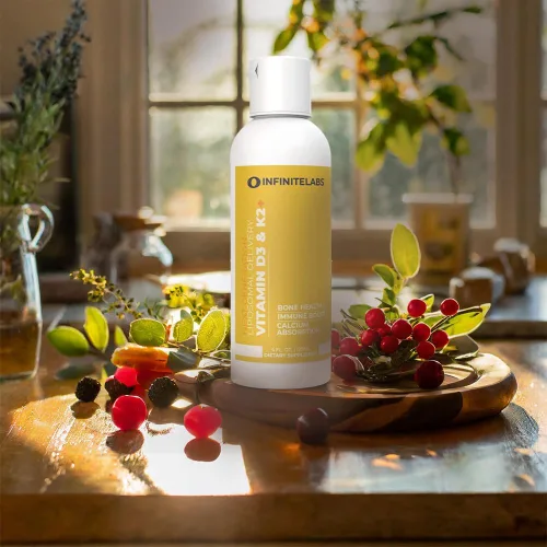 Vista 5 de Infinite Labs Vitamina liposomal D3 y K2+ Guardián de huesos y corazón Fórmula de alta absorción para una densidad ósea óptima y apoyo