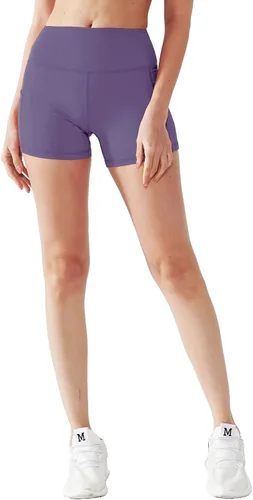 Vista 2 de CADMUS - Pantalones cortos deportivos de tiro alto para mujer, para yoga, acondicionamiento físico y correr, con bolsillos profundos