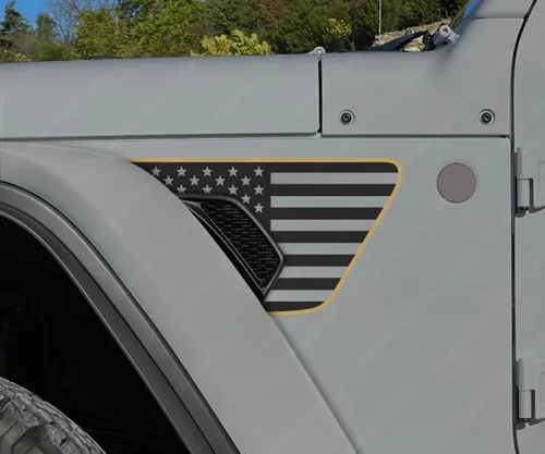Vista 11 de Skull Daddy Graphics Banderas de ventilación estándar compatibles con Jeep Wrangler Gladiator Rubicon Mojave 392 JL JT 2018-2026 (4X azul)