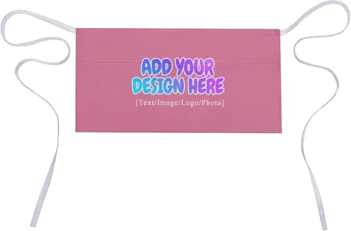 Vista 129 de AXKEUDO Delantal personalizado con bolsillos, delantales de cintura para camarera para cocinar en casa, restaurante, servir trabajo