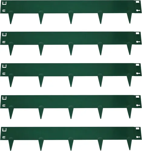 Vista 13 de Sunnydaze Borde de metal para jardines de 16 pies – Paquete de 5 bordes de jardín de acero de 42 x 7 pulgadas para paisajismo – Verde – festoneado