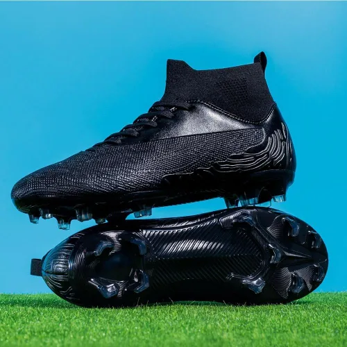 Vista 5 de Botas de fútbol para hombre, botas de fútbol para niños, transpirables, absorben los golpes, multiterreno, competición, entrenamiento, fútbol sala