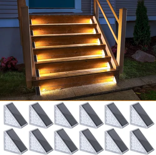 Vista 23 de NIORSUN Luces solares, impermeabilidad IP67, encendido/apagado automáticos, para escalones exterior, escalera, patio, porche, puerta delante, acera