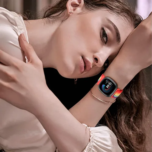 Vista 6 de Bcuckood Correa de nailon compatible con Fitbit Sense 2/Fitbit Sense/Fitbit Versa 4/Fitbit Versa 3 Bandas, para mujeres y hombres, correa de nailon