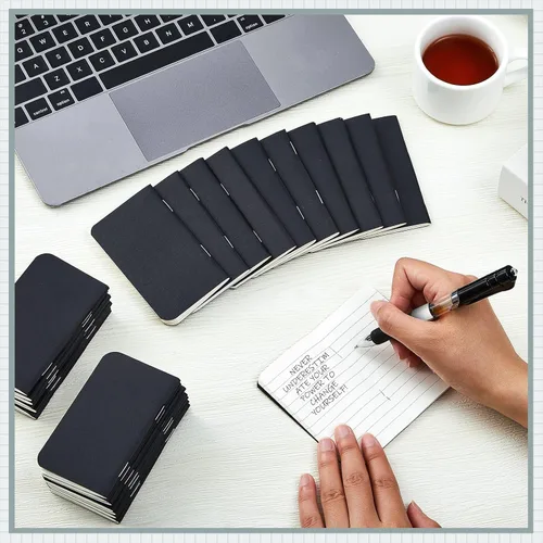 Vista 3 de Outus 36 piezas de mini cuadernos de bolsillo 2.5" x 4" de papel kraft, bloc de notas mini, cubierta blanda en masa, cuaderno de notas de bolsillo