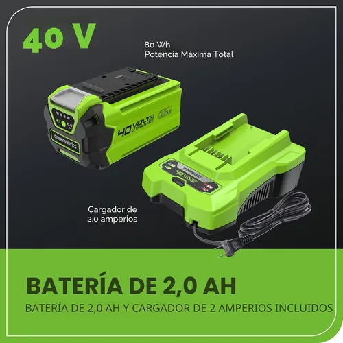 Vista 8 de Greenworks Sierra de poste inalámbrica de 40 V y 8 pulgadas, batería de 2.0 Ah y cargador incluidos PS40B210