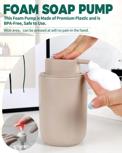 Vista 2 de BosilunLife Dispensador de jabón de espuma – Dispensador de espuma de cerámica para lavado de manos para baño, dispensador de jabón pequeño moderno
