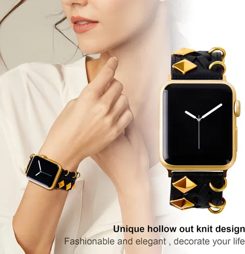 Vista 3 de VIQIV Correa de cuero compatible con Apple Watch Band 1.929 in 1.772 in 1.732 in 1.654 in 1.614 in 1.575 in 1.496 in Series Ultra SE 9 8 7 6 5 4 3 2