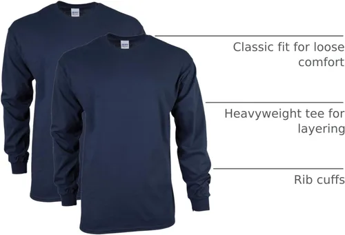 Vista 101 de Gildan - Camiseta de manga larga de algodón ultra estilo G2400 para adultos, paquete múltiple