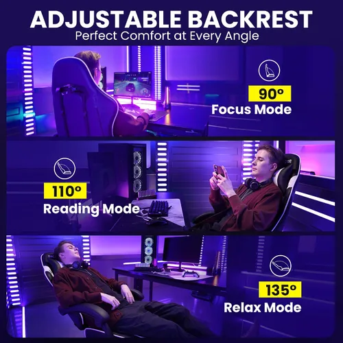 Vista 9 de Silla ergonómica de PC para adultos, soporte de 7 puntos