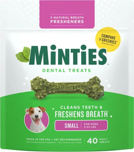 Vista 13 de Minties VetIQ - Golosinas dentales en hueso para perros, masticables dentales para perros medianos a grandes (más de 40 libras), 40