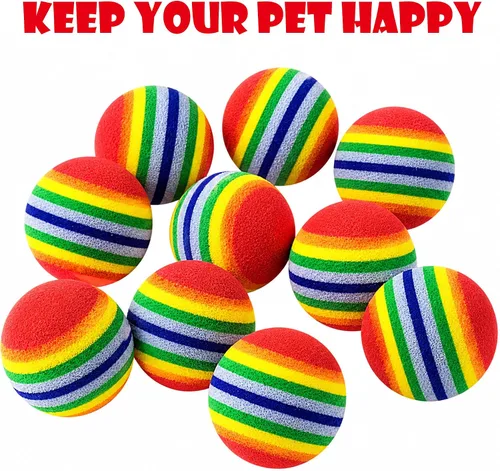 Vista 4 de PET SHOW Paquete de 100 bolas interactivas de juguete para gatos de interior, el mejor regalo favorito de gatitos, bola de espuma suave