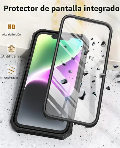Vista 4 de FNTCASE Funda para iPhone 14 Plus: Cubierta protectora resistente de grado militar para teléfono celular con soporte y protección incorporada