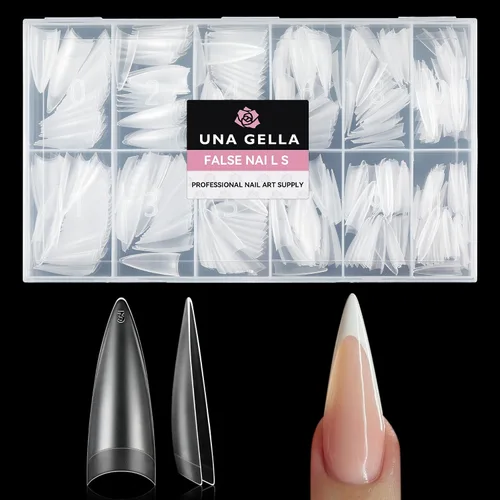 Vista 24 de UNA GELLA Puntas de uñas de gel de almendra cortas: 504 puntas de uñas