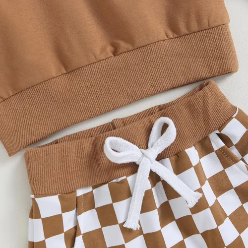Vista 6 de Conjunto de 2 piezas de sudadera de manga larga con cuello redondo para bebé niño y niña
