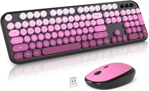 Vista 17 de Atelus Combo de teclado inalámbrico y ratón, máquina de escribir de tamaño completo con teclado numérico y mouse conectado USB 2 en 1 para PC