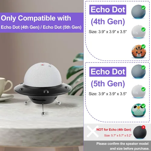 Vista 3 de Soporte para Echo Dot 4ª/5ª generación, soporte para soporte Echo Dot de 4ª generación, soporte de altavoz para soporte Echo Dot 5ª generación Negro