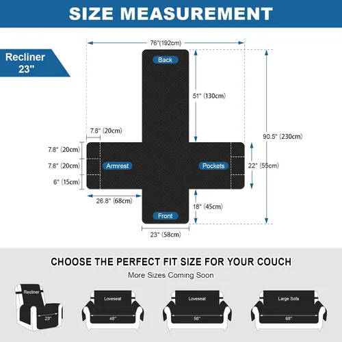Vista 5 de Deep Dream Fundas impermeables para silla reclinable, funda antideslizante para sofá reclinable, protector de muebles para niños perezosos, funda