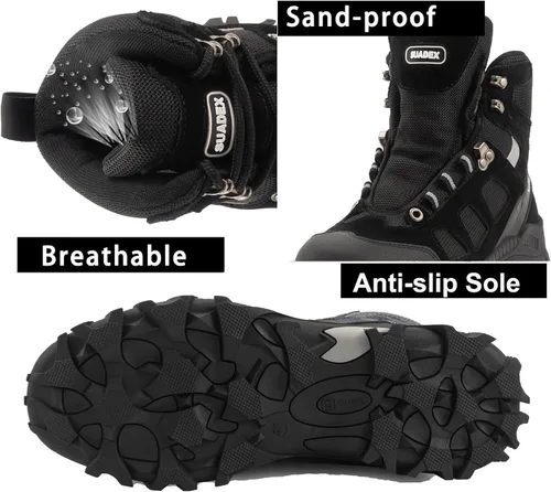 Vista 3 de SUADEX Botas con punta de acero para hombres y mujeres, botas de trabajo antideslizantes, botas de seguridad con punta compuesta