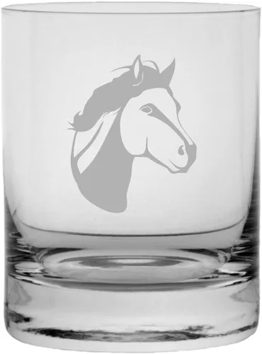 Vista 52 de Abaco Barb - Vaso de whisky con temática de caballo grabado (10.25 onzas)