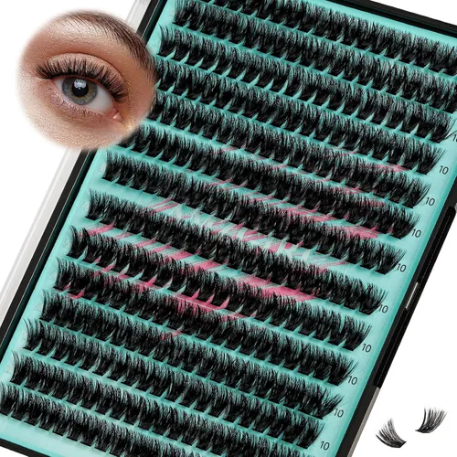 Vista 25 de Kit de Extensión de Pestañas, Kit de Racimos de Pestañas DIY 168Pcs con Pegamento de Unión y Sello Impermeable, Removedor de Pestañas para Kit