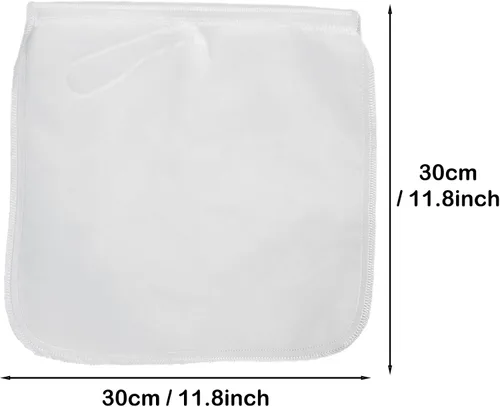 Vista 2 de Paquete de 2 bolsas reutilizables de malla fina de 150 micrones, bolsa de leche de nueces, colador de nailon para colar jugos de frutas, prensa