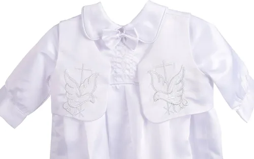 Vista 4 de Lito Angels Conjunto de 3 piezas para bautizo para bebé, traje de bautizo, ropa formal, con bordado cruzado, 007