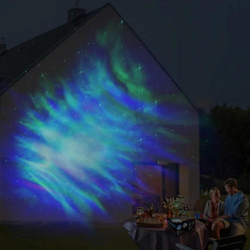 Vista 6 de LedMAll Aurora Star Green y RGB LED Night Lights Proyector decorativo con altavoz Bluetooth Control remoto