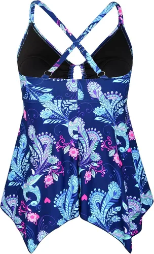 Vista 3 de Firpearl - Traje de baño tipo tankini, holgado, para mujer, con espalda cruzada, talla extra-grande.